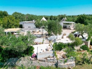 Op het platteland middenin het groen trulli te koop in Puglia